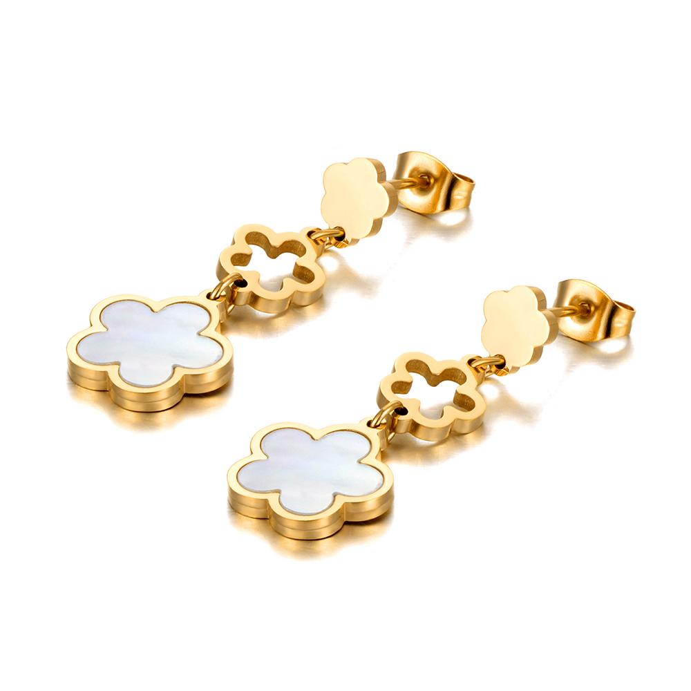 Trendy Stainless Steel White Shell Plum Flower Bohemia Party Earrings For Women Original Design Jewelry kolczyki
