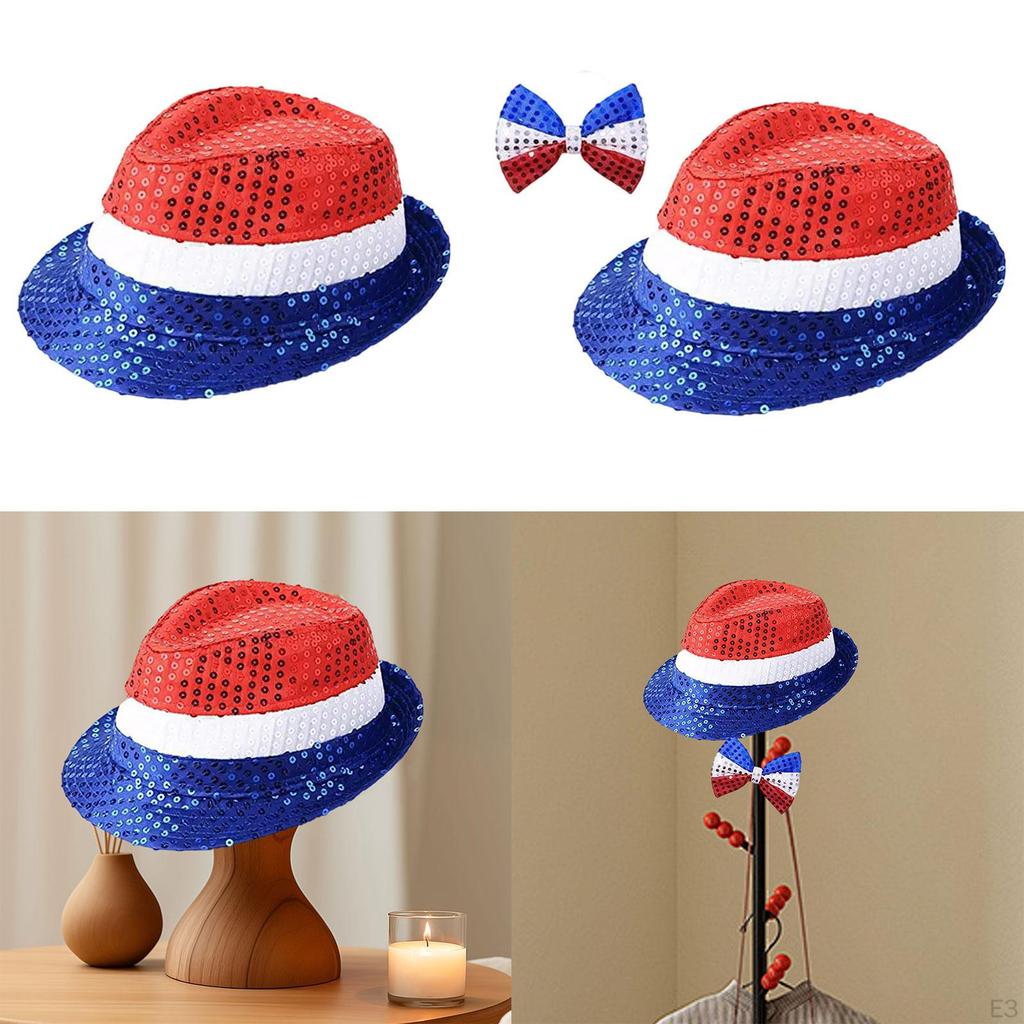 Шляпа на 4 июля, удобная, стильная, блестящая, диско-кепка, веселая, с блестками, фетровая шляпа