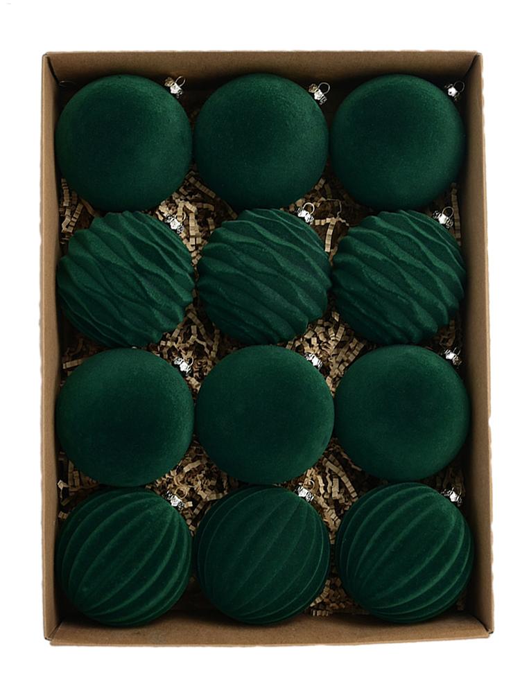 Christmas Ball Ornaments 12PCS/Set New Year Hanging Decorations Flocked Ball Pendant Tree Hanger For Holiday Party Home Wedding