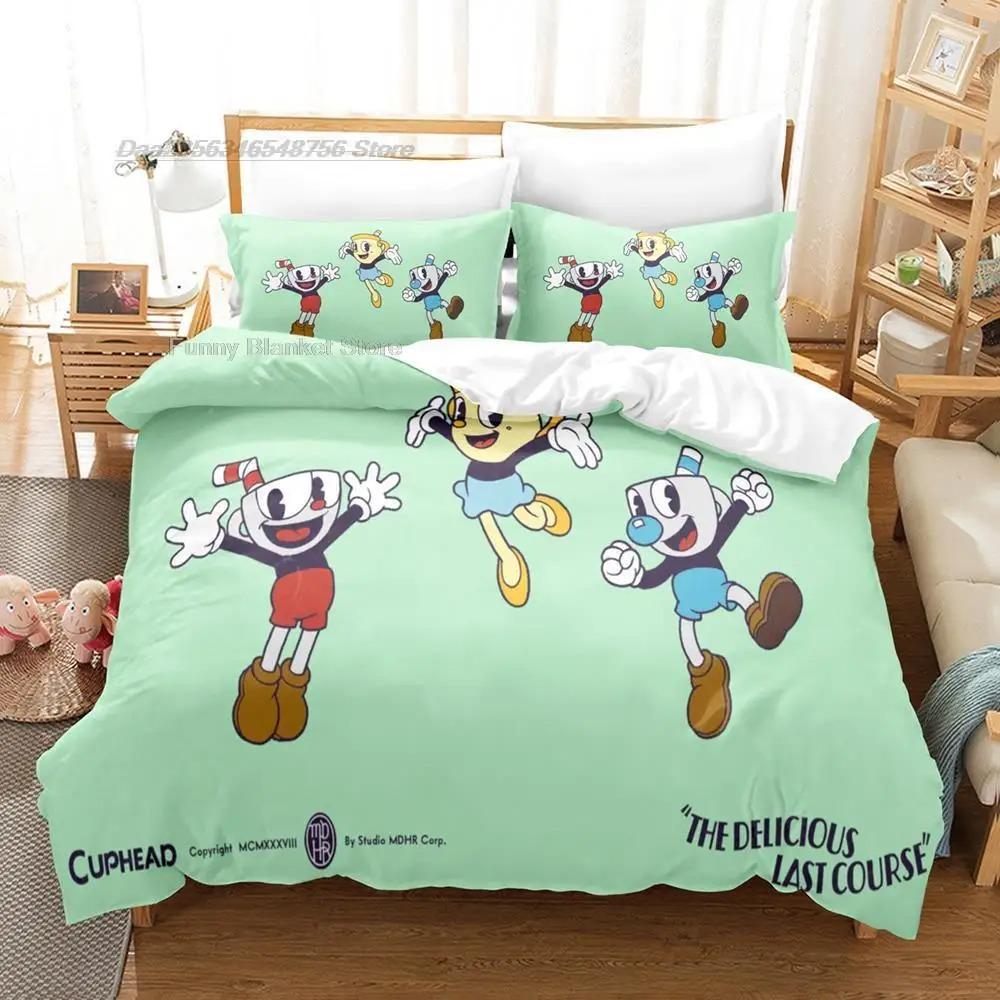 The Cuphead Show Bedding Set Single Twin Full Queen King Size Bed Set Aldult Kid Bedroom Duvetcover Sets 3D Print Anime Game