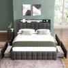 Lit - MUVOE - 140x200 cm - Rembourré avec éclairage LED - 4 tiroirs - Matelas inclus