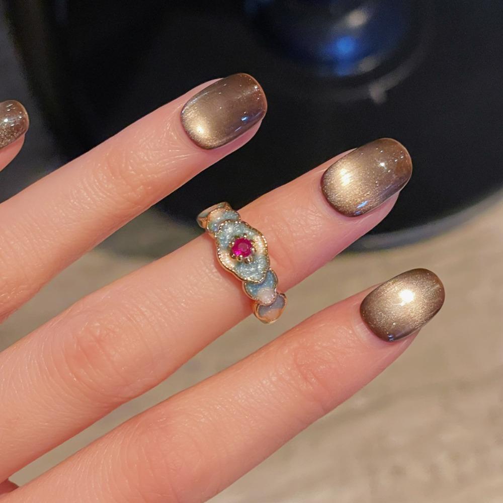 Винтажные открытые кольца в форме тыквы, кольца с цветком в китайском стиле, уникальные эмалевые кольца для пальцев, ципао