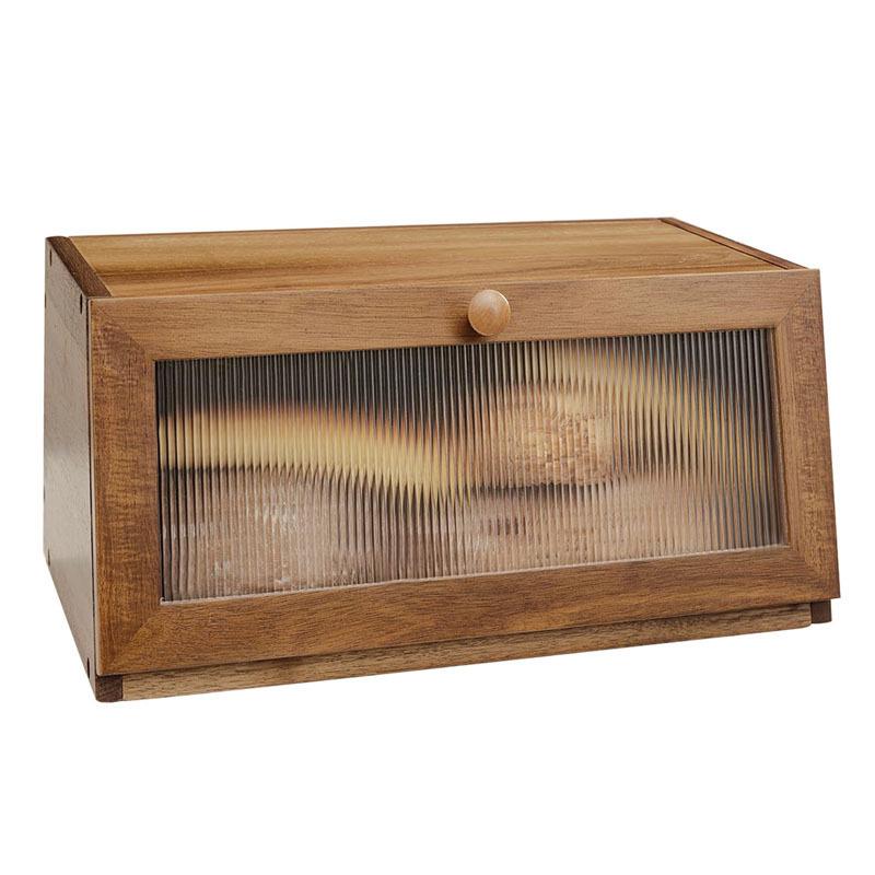 Wooden Bamboo Bread Box with Lid - Kitchen Storage for Bread, Pastry, and Fruits