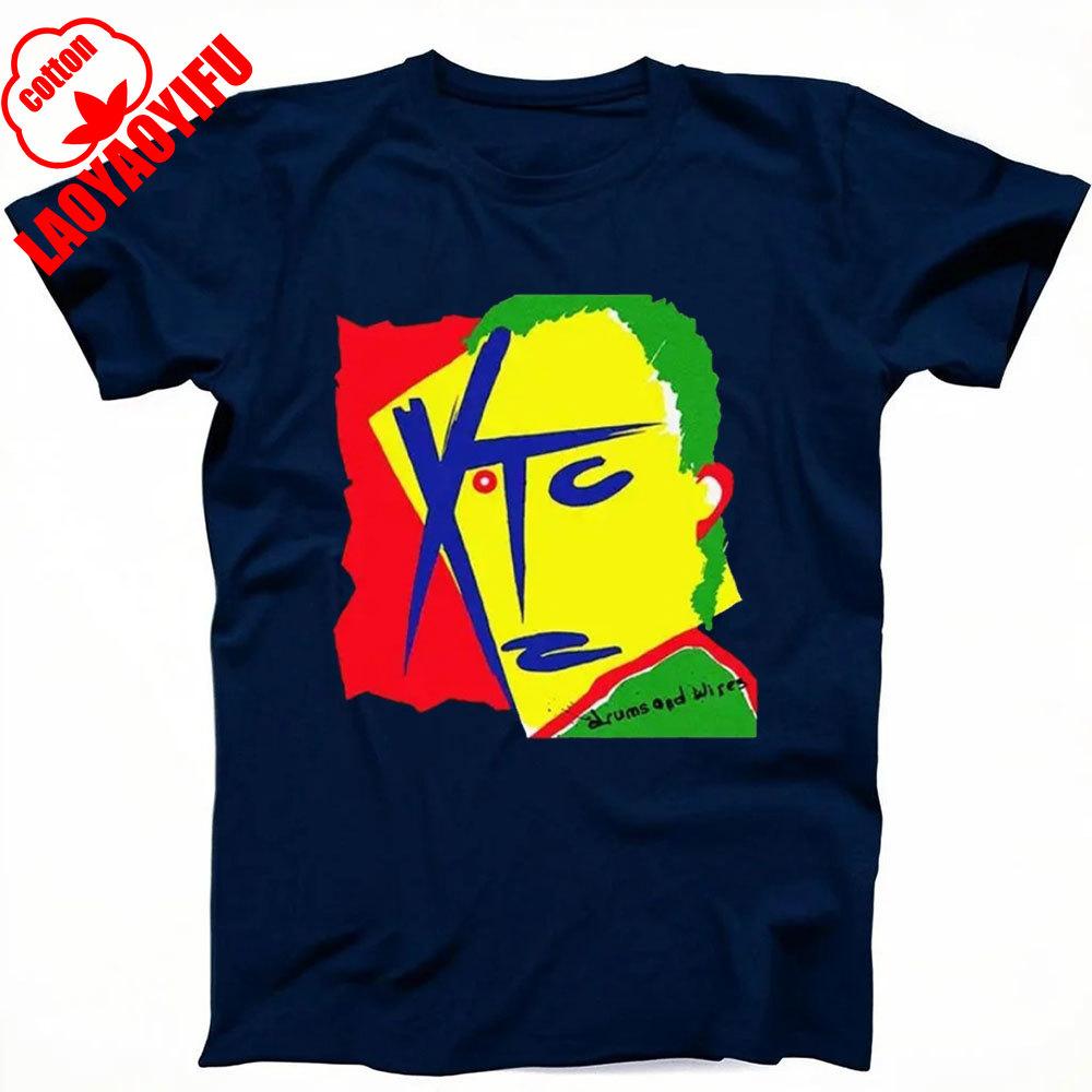XTC Drums and Wires Футболка Черная Подарок Музыкальный Стиль New Wave Rock Модная и Повседневная Хлопок Пенье Короткий Рукав Круглый Вырез