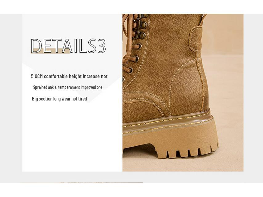 2025 Women's Retro Western Cowboy Martin Boots: Thick-Soled, Height-Increasing Low-Top for Spring & Autumn