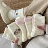 Female Autumn and Winter Thickened Warm Lovely Cartoon Puppy Moon Son Home Floor Sleep Tube Socks