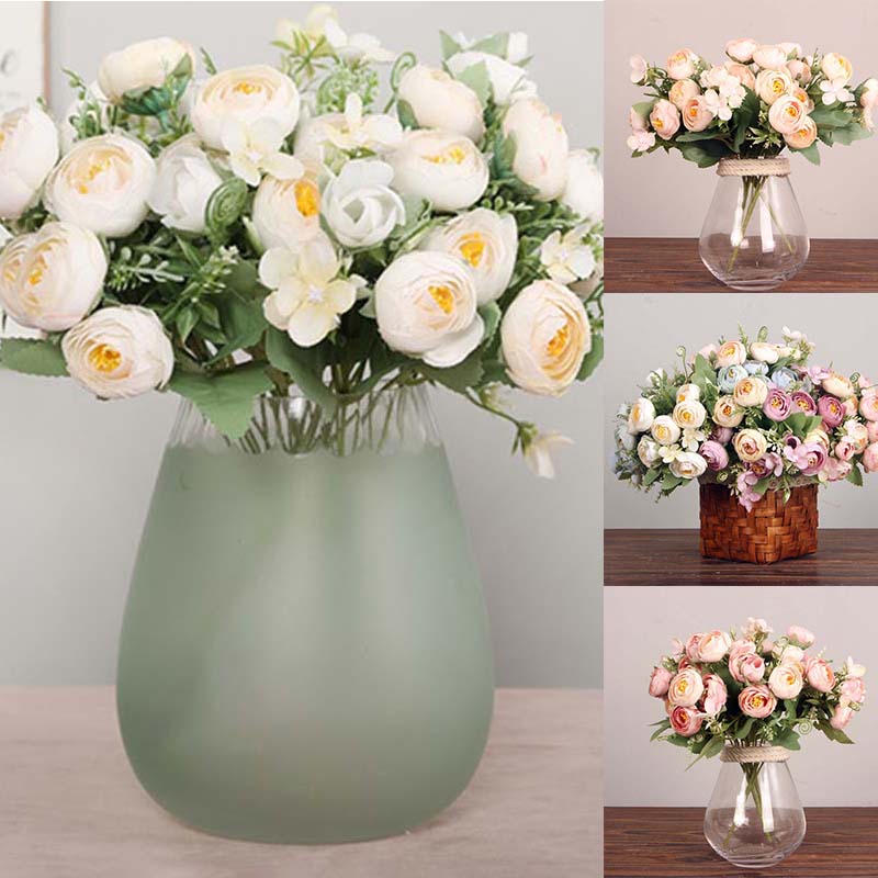 10 головок искусственных цветов, искусственные шелковые чайные розы, искусственные цветы, букет невесты, домашний декор для вечеринки и свадьбы, 30 см, цветочная композиция