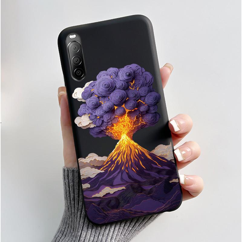 Чехол для телефона Sony Xperia 10 II / 10 III Эстетичный Модный Милый Кот Астронавт Черный Силиконовый Мягкий Ударопрочный Задний Чехол