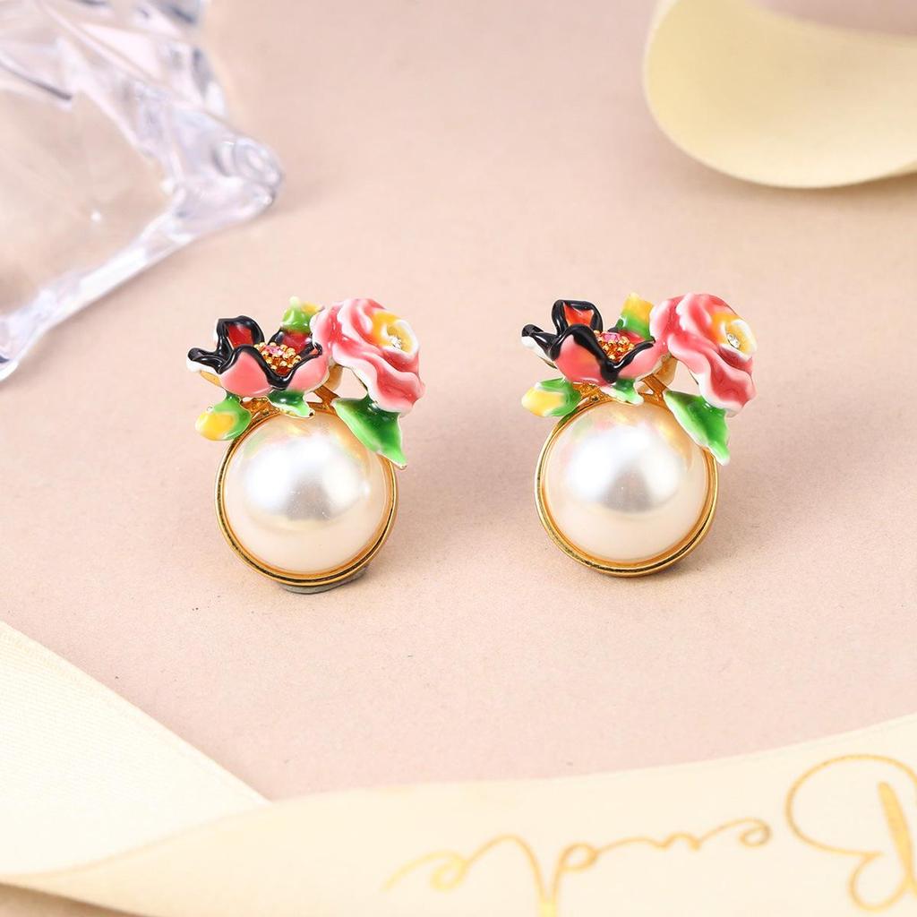 Серьги-пусеты с кисточками в стиле Мори с жемчужными цветами и бабочками - Свежие, милые и элегантные