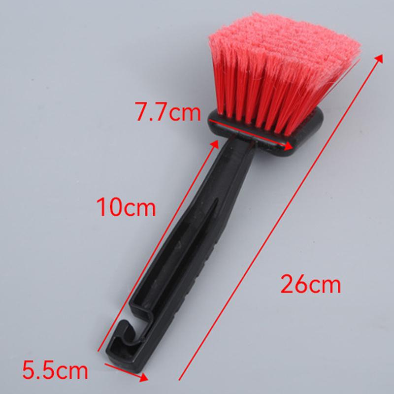 Автомобильная щетка для чистки шин с красной щетиной и черной ручкой, моющие инструменты для автодетейлинга, чистка мотоциклов