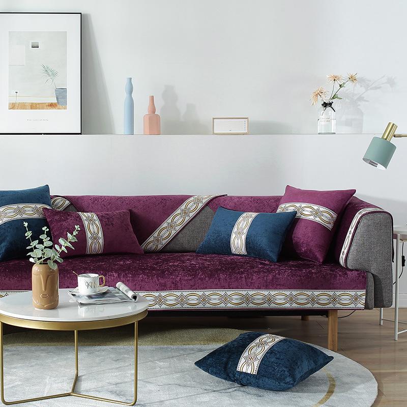 Четыре сезона диванная подушка Полотенце Универсальное кожаное синельное жаккардовое белое чехлы для диванов с вышивкой по краям Современные простые нескользящие