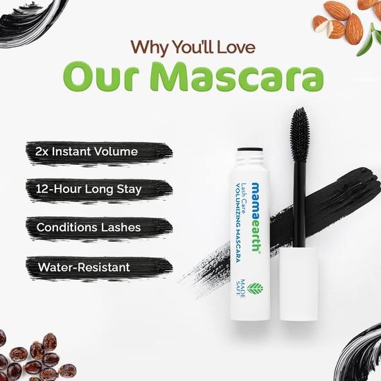 Тушь для ресниц Mamaearth Lash Care Volumizing Mascara с касторовым маслом и миндальным маслом для мгновенного увеличения объема в 2 раза - 13 г