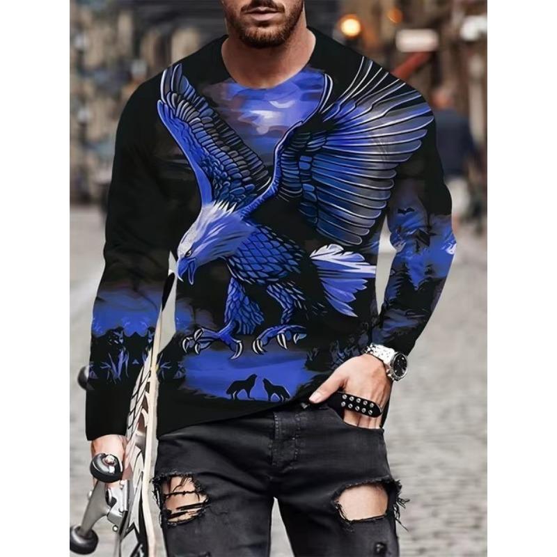 Men's T-Shirt Quick Drying Tops Summer Fashion Street Long Sleeve Tee Shirts 3D Graphic Print Tees Oversized Male Clothing