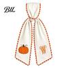 Festival Gift for Fall Decorating Halloween Pumpkin Wreath Sash Front Door Decor, Orange Scalloped Fabric Rustic Fireplace Mantel Trimmings