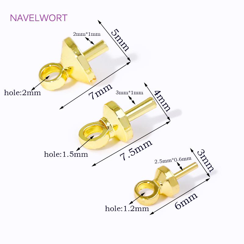 18K Gold Plated Brass Eye Pins Bail Top Drilled,Pearl Pendant Mounting Bails Connectors For DIY Jewelry Making Accessories