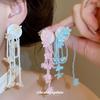 Серебряная игла ракушка цветок плетеные серьги с бахромой праздничный стиль свежие и сладкие длинные серьги-гвоздики нишевые высококачественные серьги