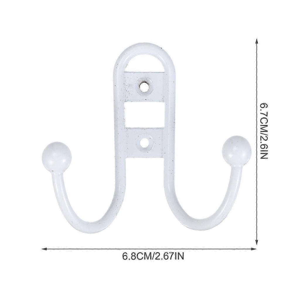 Bathroom Wall Hooks Iron Vintage Hooks for Clothes Hanging 6Pcs White