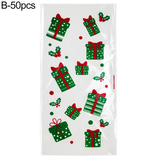 50 шт. Рождественские пакеты для выпечки, прозрачные, с мультяшной печатью, для упаковки печенья, с рождественским принтом, пакеты для хлеба для пекарни