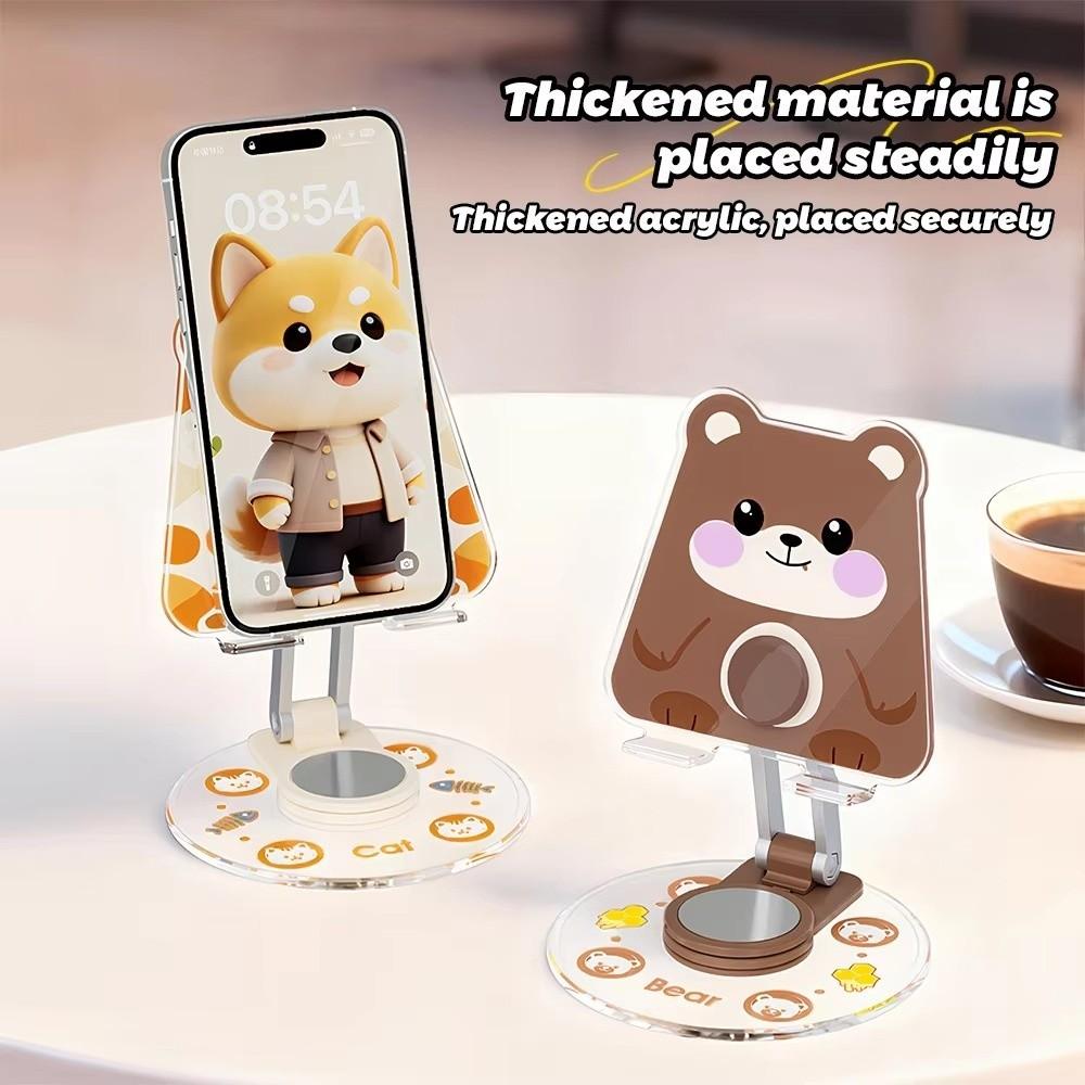 Acrylic Animal Phone Stand 360° Rotatable Phone Bracket Universal Cell Phone Holder Home Office