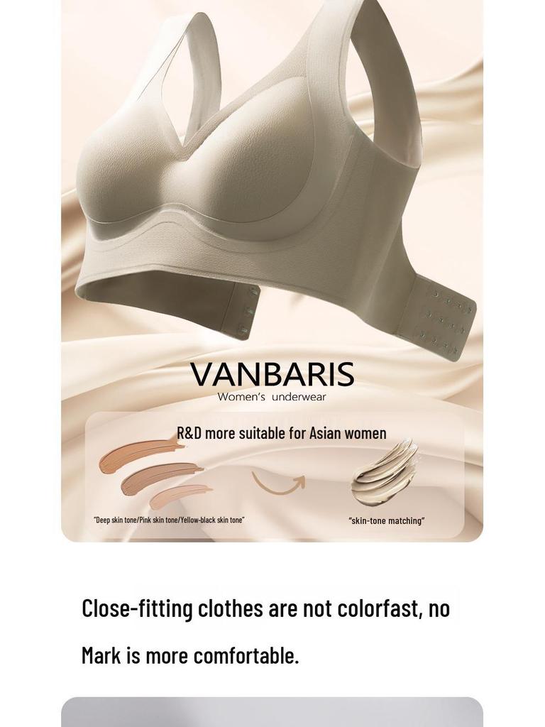 VANBARIS Plus Size Push-Up Bra with Side Support, Fixed Cups & Seamless Back Smoothing for Women