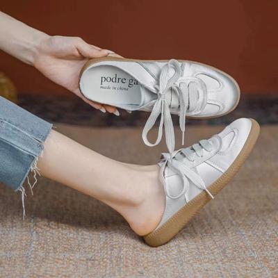 Женские новые атласные полушлепанцы с толстой подошвой и закрытым носком, женская летняя обувь, зеленые туфли без каблука, женские