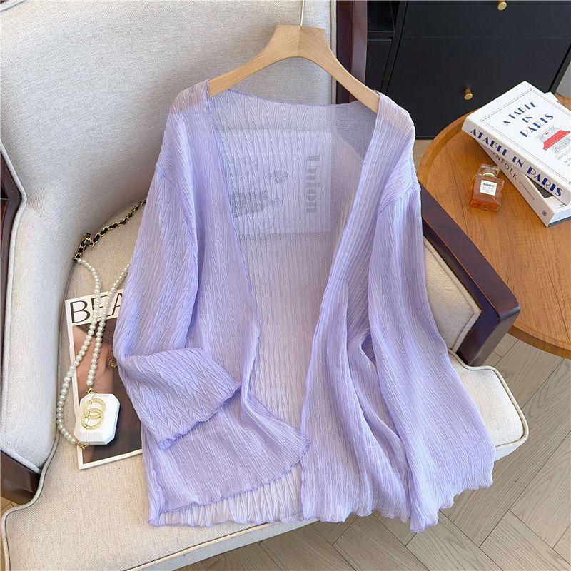 Plus Size Women's Summer Thin Cardigan Outer Wear Sun Protection Clothes Shirts Loose Casual Tops