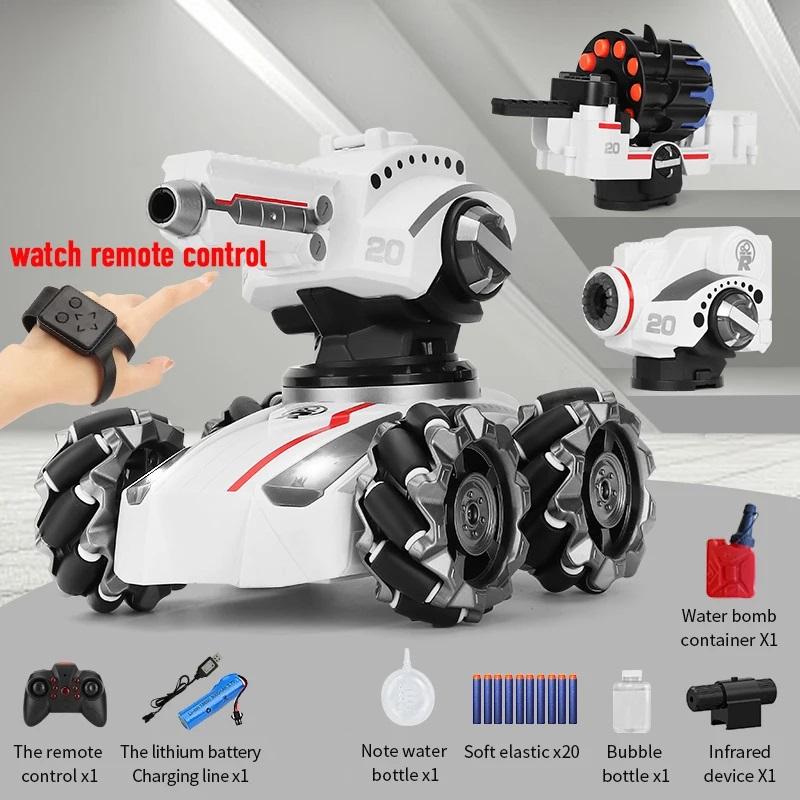 New 3in1 2.4G 4WD RC Tank Water Bomb Watch Gesture Sensing Off-road Drift Remote Control Tank With Music Light RC Car Kids Toys