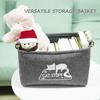Foldable Cat Toy Box, Felt Pet Toys Organizer with Prints, Collapsible Pet Toys Storage Basket for Travel, Portable and Convenient