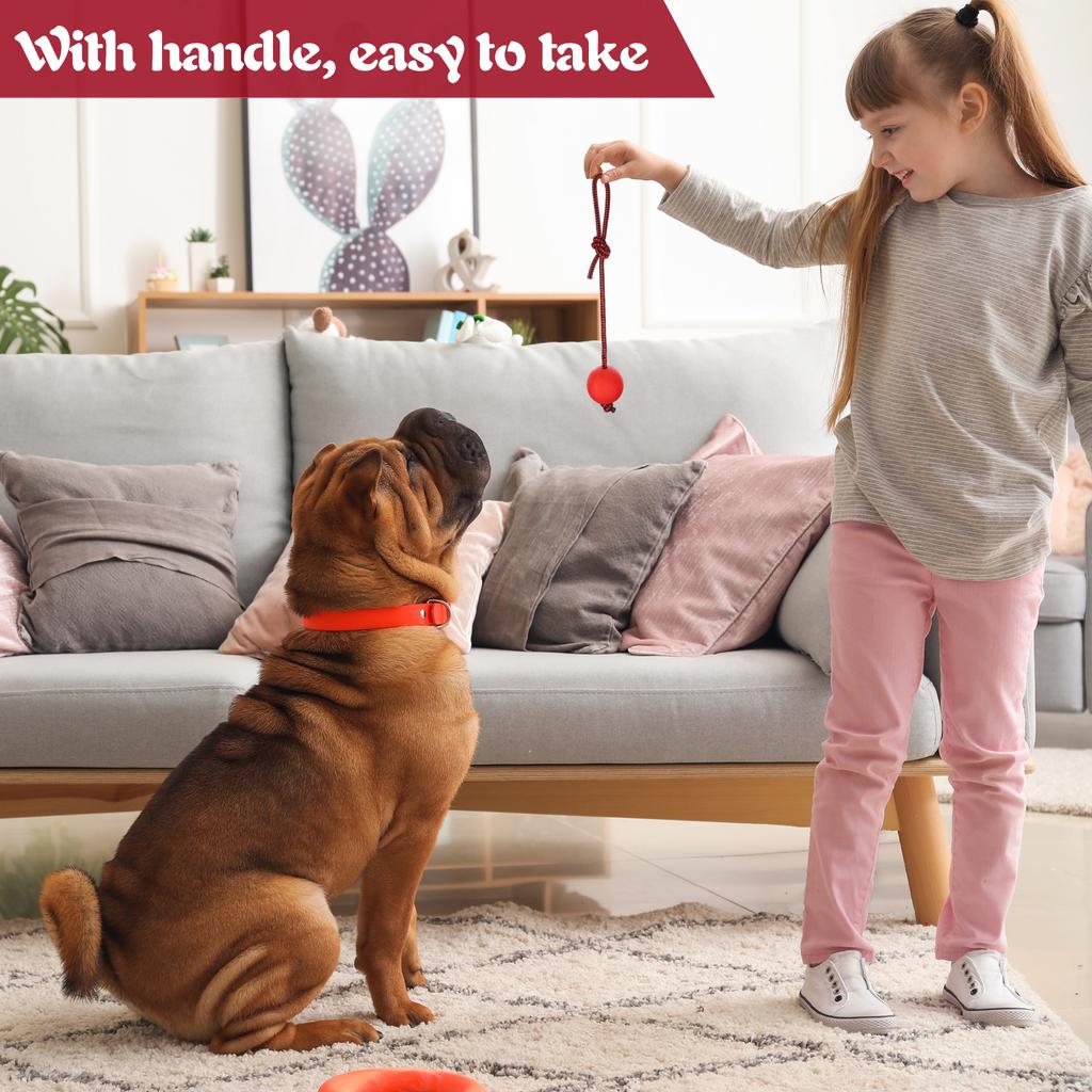 4 Pieces Dog Rope Ball Dog Ball On A Rope, Durable Elastic Solid Rubber Balls Interactive Rubber Ball Chew Toys For Small Medium