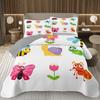 Funny Cartoon Animal Bedspread Queen/Full Kawaii Elephant Panda Coverlet Reversible Grey Quilted Bedding Set For Kids Teen Room