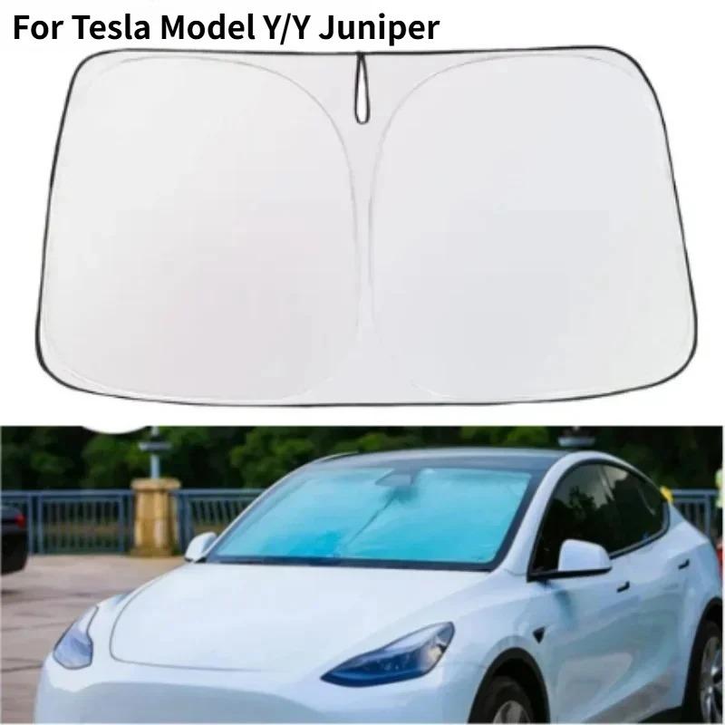 Windshield Sun Visor Foldable Sun Shade Cover for Tesla Model Y Juniper Model 3 Highland 2021-2025 Front Window UV Protection