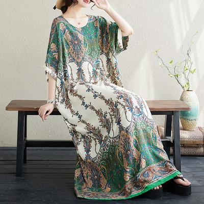 Dimanaf Plus Size Женское богемное летнее длинное базовое повседневное пляжное платье с коротким рукавом и круглым вырезом