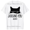 Funny Cat Judging You Silently 100% Cotton T-shirts Men Women's Fashion Casual Tshirt Loose Oversized Streetwear T Shirt