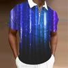 Men's Shirt Polo Casual Zip Short Sleeve Fashion Casual Zipper Summer Spring Regular Fit 3D Multicolored Print Shirt
