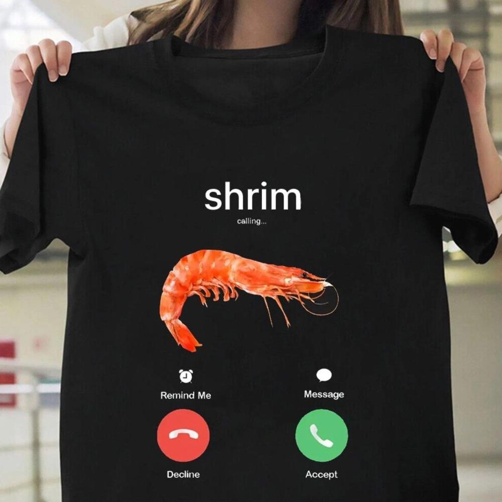 Shrimp Chirping Funny Emoji Pack Black Tshirt Summer New Unisex Casual Fashion Tshirt