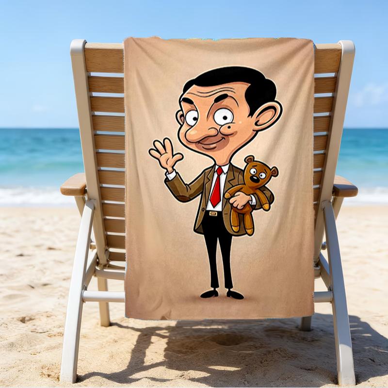 Ultra-Soft Beach Towel with Mr Bean Theme,Ideal for Pool - Camping, Diving - Perfect Travel Essential, Vibrant Beach Towel.