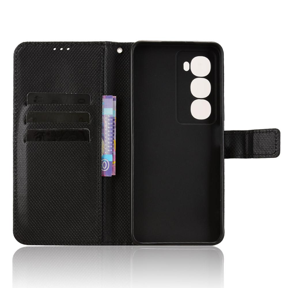 Для itel City 100 4G Кожаный чехол-кошелек с ремешком Чехол для телефона с ромбовидной текстурой