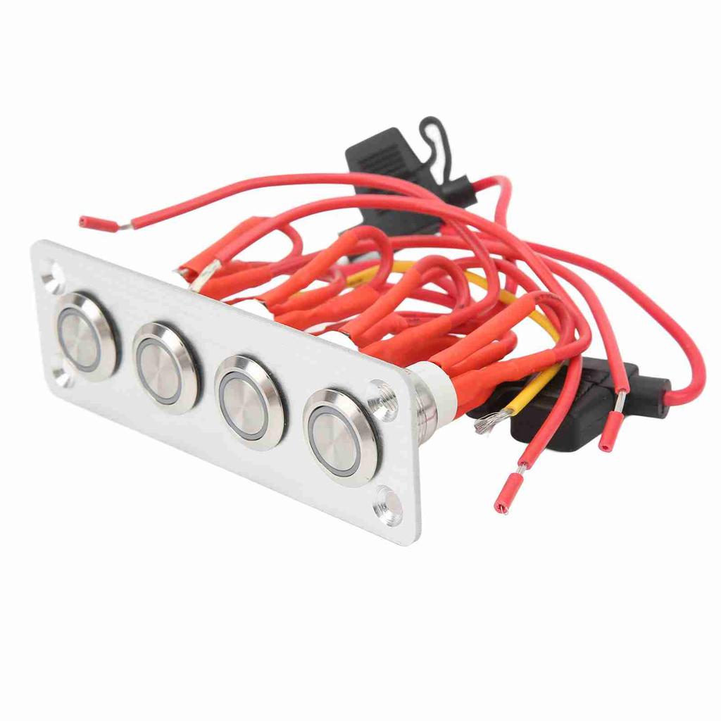 Панель переключателей на 4 клавиши, синяя подсветка, DC 12V 16A, кнопочный переключатель из нержавеющей стали для автодома, лодки