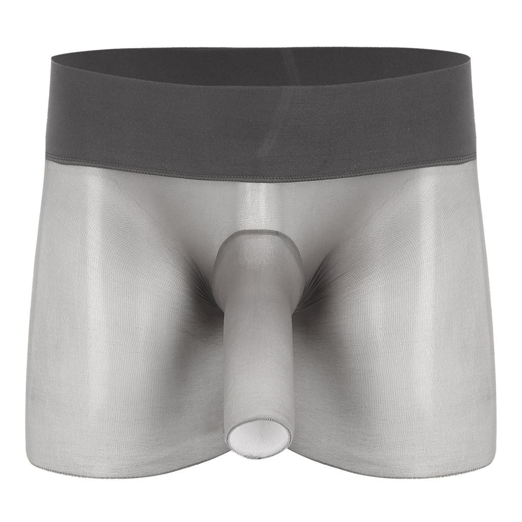 Mens See Through Ultra Thin High Waist Boxer Shorts Sheath Lingerie Underwear
