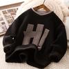 Boys Fall and Winter Pullover Padded Sweatshirt Middle and Large Children Long-sleeved Casual Bottoming Shirt