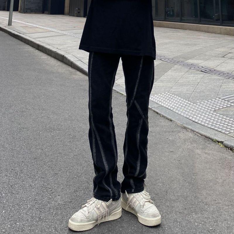 Мужские прямые джинсы в европейском и американском стиле с ретро-строчкой, свободный дизайн, нишевые жареные уличные брюки