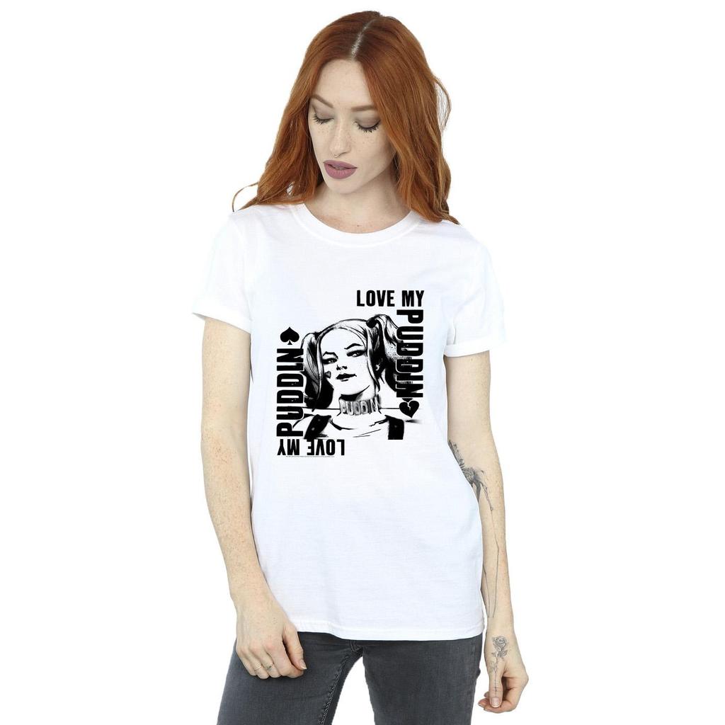 DC Comics Womens/Ladies Suicide Squad Harley Love Puddin Cotton Boyfriend T-Shirt