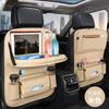 Car Seat Back Kick Mats PU Leather Storage Organizer with Foldable Table Tray & Pockets Car Interior Accessories