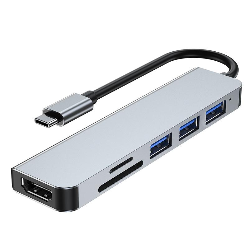 Многопортовый USB C хаб 6 в 1 с кардридером, совместимый с ноутбуками MacBook Pro Air Huawei