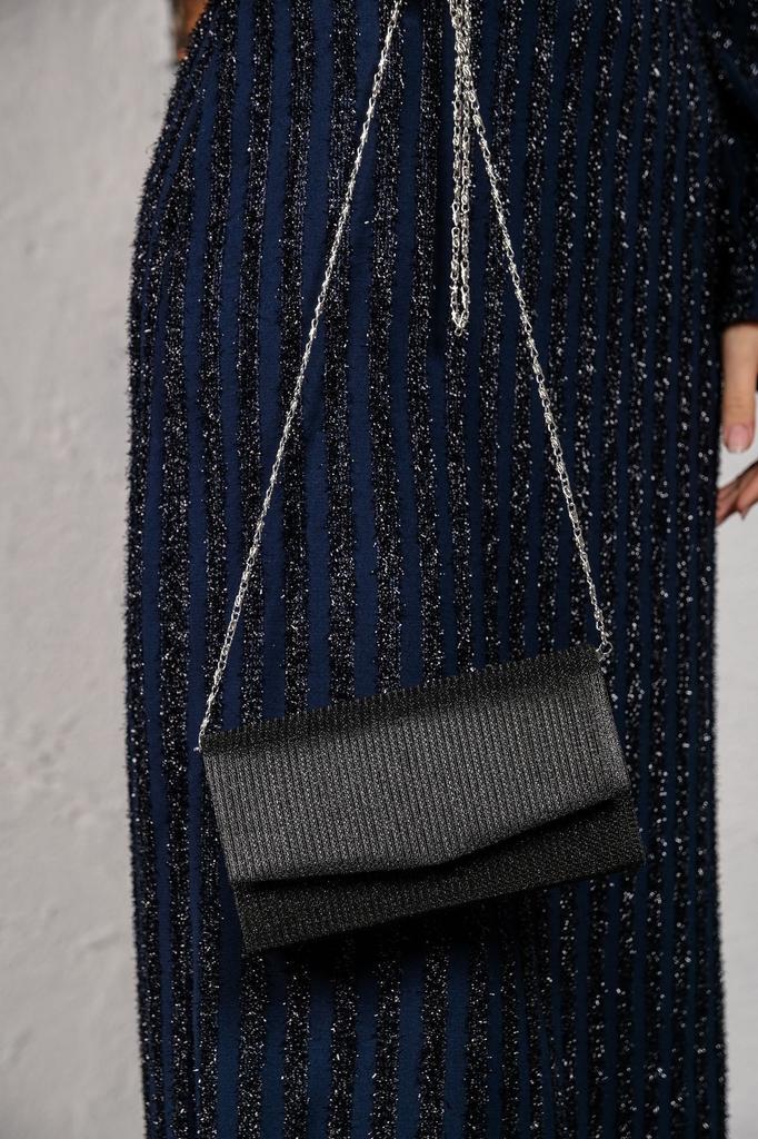 Women's Stylish and Useful Evening Dress Bag Women's Black Glitter Mini Box Shoulder Evening Bag