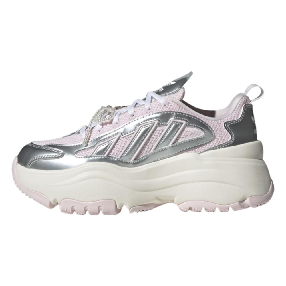 Adidas Originals Ozgaia Pu Fabric Synthetic Leather Fashion Comfortable Non-Slip Increased Height Low-Top Dad Shoes Women Sneaker Pink JS1660