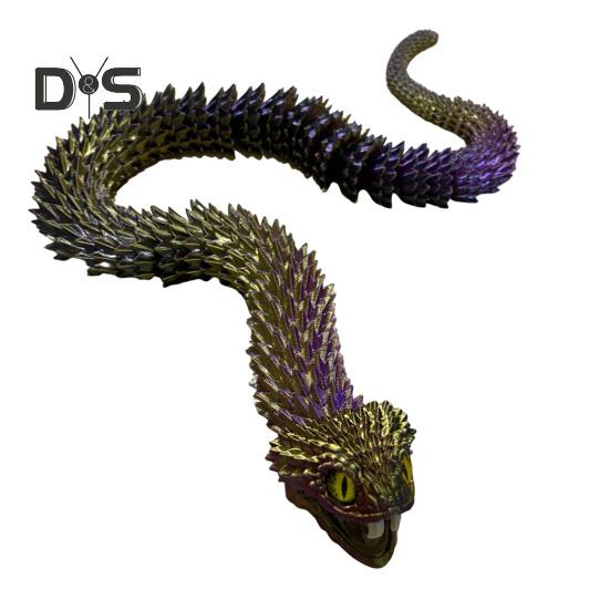 3D Printed Snake Toy Articulated Snake with Openable Mouth And Retractable Teeth Flexible Fidget Snake Toy for Adults Kids