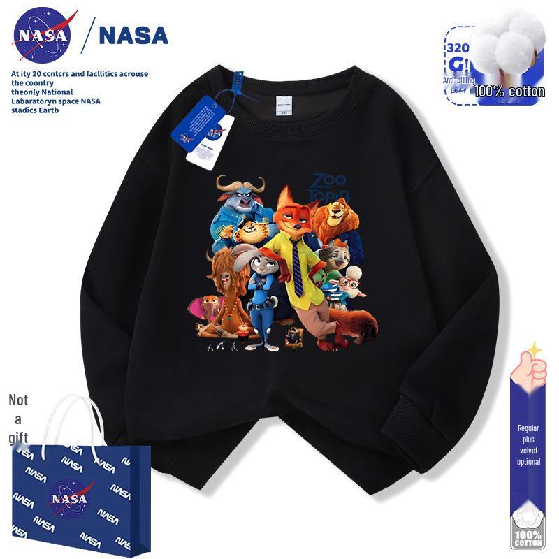 NASA Zootopia Kids Velvet Sweatshirt - Nick & Judy Cartoon Warm Top for Boys & Girls (Autumn/Winter)