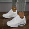 Women's Wedge Rocker Sneakers, Casual Lace Up Low Top Height Increasing Trainers, Comfort Walking Platform Shoes