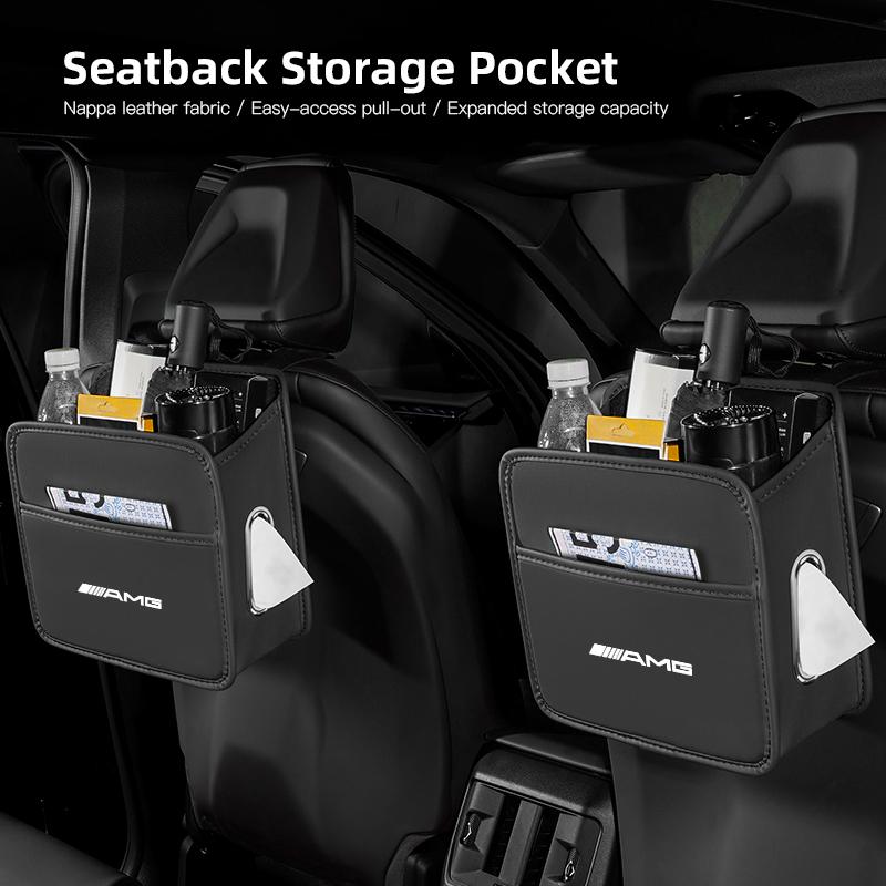 AAVO1 Car Seat Back Organizer Storage Box Auto Tissue Boxs For Mercedes Benz AMG W203 W205 W206 W211 W220 W212 W201 W140 GLK GLE GLC